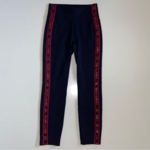 LRL Ralph Lauren Navy Blue Jogger Track Pants Red Logo On Sides High Waist Small